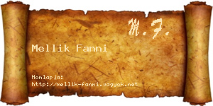 Mellik Fanni névjegykártya